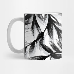 Painted Black and White Leaves Mug